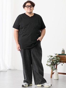 「ぽっちゃり」｜ニッセンラージメンズモデルさん（メンズ・178cm）の夏コーディネート