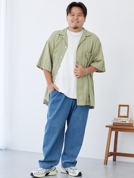 「ぽっちゃり」｜ニッセンラージメンズモデルさん（メンズ・172cm）の夏コーディネート
