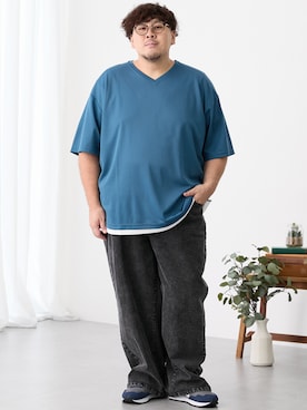 「ぽっちゃり」｜ニッセンラージメンズモデルさん（メンズ・178cm）の夏コーディネート