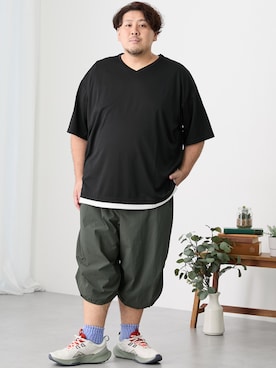 「ぽっちゃり」｜ニッセンラージメンズモデルさん（メンズ・178cm）の夏コーディネート