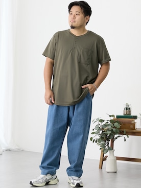 「ぽっちゃり」｜ニッセンラージメンズモデルさん（メンズ・172cm）の夏コーディネート