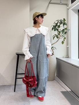 「アイテム（オールインワン・サロペット）」を使った、せらさん（レディース・160cm）の冬コーディネート