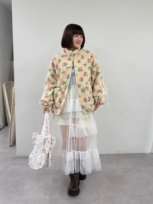 花柄ボアラインブルゾン（ブルゾン）｜w closet（ダブルクローゼット