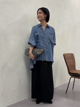 「Jena espace merveilleux(ジェナ エスパスメルヴェイユ)のゼブラジャガードバッグ(トートバッグ、ブラック系)」を使った、さらさん(レディース・152cm)の秋コーディネート