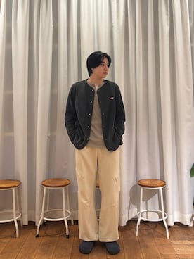 「アイテム（ノーカラージャケット）」を使った、KIMさん（メンズ・175cm）の秋コーディネート