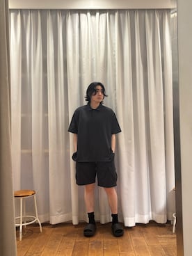 「URBAN RESEARCH（アーバンリサーチ）のWide Dad　BREEZY TECH ポロシャツ（ポロシャツ、グレー系）」を使った、KIMさん（メンズ・175cm）の夏コーディネート