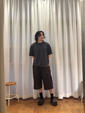 「URBAN RESEARCH DOORS（アーバンリサーチドアーズ）のL.L.Bean JAPAN EDITION　CLINTON STRIPED T-SHIRTS（Tシャツ/カットソー、ブラック系）」を使った、KIMさん（メンズ・175cm）の夏コーディネート