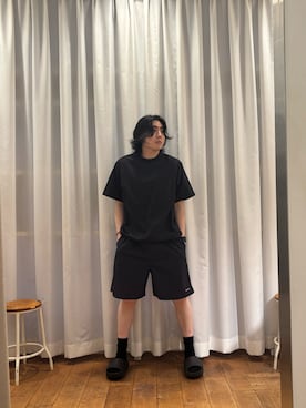 「EKAL（エカル）の『吸水速乾/UVカット』DRY OUT BALLOON FIT T-SHIRTS（Tシャツ/カットソー、ブルー系）」を使った、KIMさん（メンズ・175cm）の夏コーディネート