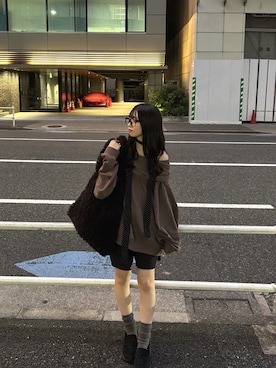 「アイテム（バンダナ/スカーフ）」を使った、かるしうむさん（レディース・153cm）の秋コーディネート