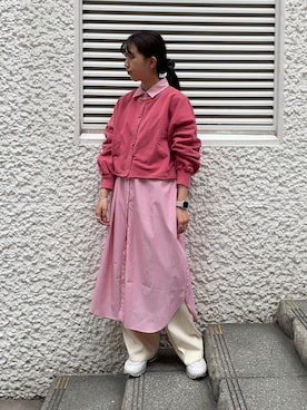 「春カラー」｜「アイテム（シャツワンピース）」を使った、rinaさん（レディース・158cm）の春コーディネート