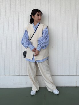 「CPCM」｜「アイテム（ベスト）」を使った、rinaさん（レディース・158cm）の春コーディネート