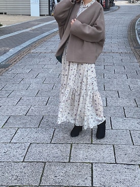 「JEANASIS（ジーナシス）のアイテム（ノーカラーコート）」を使った、thilnaさん（レディース・164cm）の冬コーディネート