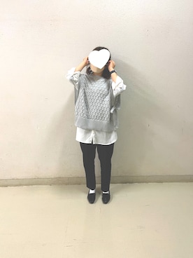 「Samansa Mos2 blue（サマンサモスモスブルー）のアイテム（ベスト）」を使った、郁さん（レディース・153cm）の冬コーディネート