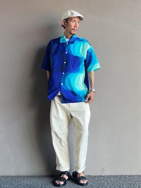 「真夏のアクティブスタイル」｜「アイテム（ハンチング/ベレー帽）」を使った、take_k0hさん（メンズ・178cm）の夏コーディネート
