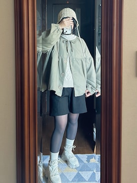 「アイテム（ニットキャップ/ビーニー）」を使った、やもさん（レディース・154cm）の秋コーディネート