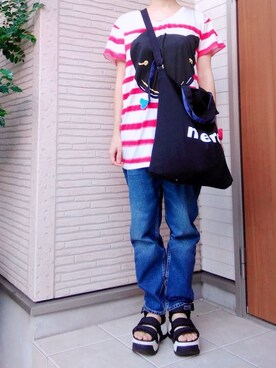 「アイテム（アナログ腕時計、レッド系）」を使った、🌹さん（レディース・163cm）の秋コーディネート