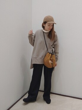 「PUAL CE CIN（ピュアルセシン）の綿針抜きハイネックロングスリーブ（Tシャツ/カットソー）」を使った、あおいちごさん（レディース・152cm）の冬コーディネート