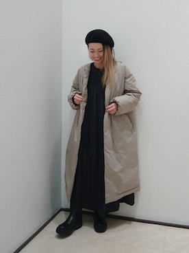 「黒ワンピ」｜「アイテム（その他アウター）」を使った、あおいちごさん（レディース・152cm）の秋コーディネート