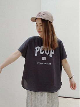 「シアタープロダクツ(THEATRE PRODUCTS)」｜「アイテム（帽子）」を使った、あおいちごさん（レディース・152cm）の春コーディネート