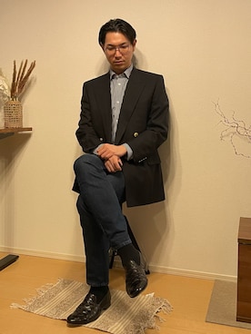 「無印良品（ムジルシリョウヒン）のアイテム（シャツ/ブラウス、その他）」を使った、MKさん（メンズ・185cm）の春コーディネート