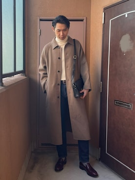 「アイテム（ステンカラーコート）」を使った、MKさん（メンズ・185cm）の秋コーディネート