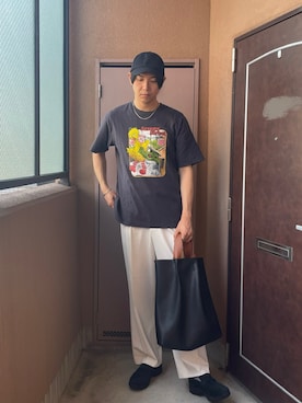 「アイテム（トートバッグ）」を使った、MKさん（メンズ・185cm）の夏コーディネート