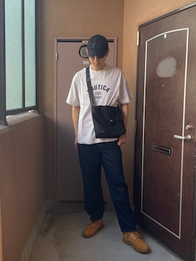 「アイテム（キャップ）」を使った、MKさん（メンズ・185cm）の秋コーディネート