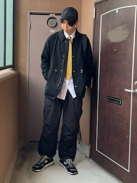 「アイテム（ネクタイ）」を使った、MKさん（メンズ・185cm）の冬コーディネート