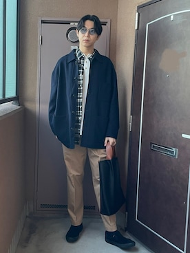 「アイテム（チノパンツ）」を使った、MKさん（メンズ・185cm）の冬コーディネート