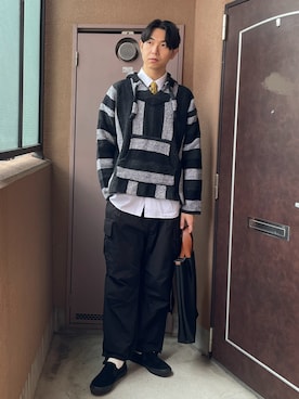 「アイテム（スリッポン）」を使った、MKさん（メンズ・185cm）の冬コーディネート