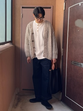 「アイテム（スリッポン）」を使った、MKさん（メンズ・185cm）の秋コーディネート