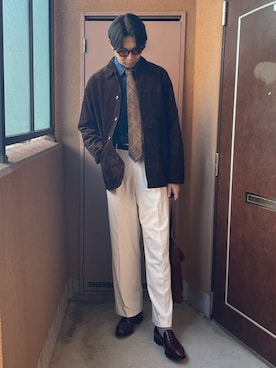 「アイテム（ネクタイ）」を使った、MKさん（メンズ・185cm）の秋コーディネート