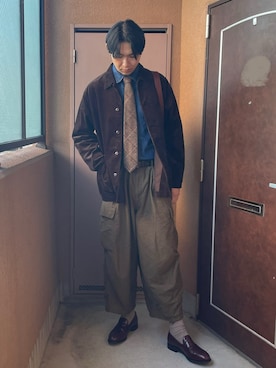 「アイテム（ネクタイ）」を使った、MKさん（メンズ・185cm）の秋コーディネート