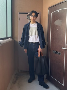 「アイテム（ローファー）」を使った、MKさん（メンズ・185cm）の秋コーディネート