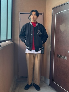 「アイテム（スリッポン）」を使った、MKさん（メンズ・185cm）の冬コーディネート