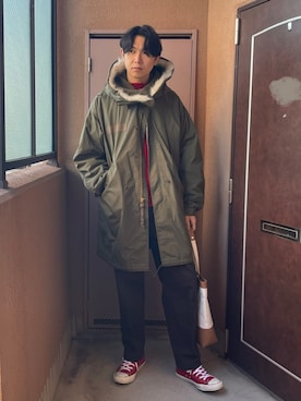 「アイテム（モッズコート）」を使った、MKさん（メンズ・185cm）の秋コーディネート