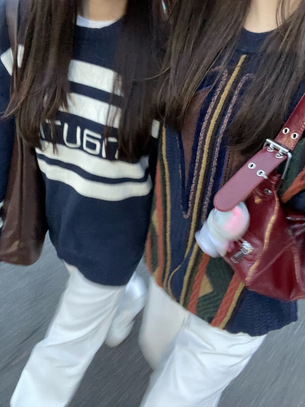 「最近のいい感じコーデ、秋冬、おでかけコーデ、ピクニック、セーター、adidas、nautica、骨格ナチュラル、骨格ストレート、高身長女子、shein、ストリートコーデ、ヴィンテージ」｜「NAUTICAのアイテム（ニット/セーター、ブルー系）」を使った、みなみさん（レディース・161cm）の秋コーディネートの1枚目の写真