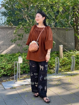 「ear PAPILLONNER（イアパピヨネ）のアイテム」を使った、earのとみつかさん（レディース・158cm）の夏コーディネート