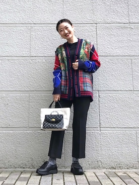 「ear PAPILLONNER（イアパピヨネ）のアイテム（パンツ）」を使った、earのとみつかさん（レディース・158cm）の冬コーディネート