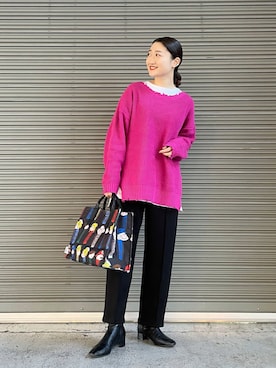 「ear PAPILLONNER（イアパピヨネ）のアイテム（パンツ）」を使った、earのとみつかさん（レディース・158cm）の秋コーディネート