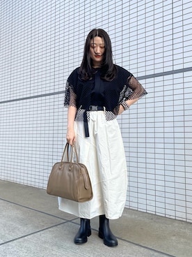 「春服デビュー宣言」｜「アイテム（レインシューズ）」を使った、earのとみつかさん（レディース・158cm）の冬コーディネート