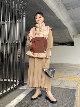 「レザー」｜「アイテム（シャツワンピース）」を使った、earのとみつかさん（レディース・158cm）の秋コーディネート