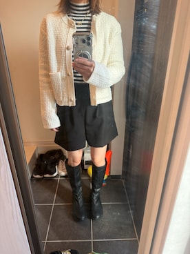 「アイテム（ノーカラージャケット）」を使った、9696mkmkさん（レディース・151cm）の秋コーディネート