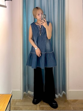 「ウエストゴム」｜「アイテム（ワンピース/ドレス）」を使った、まいさん（レディース・154cm）の秋コーディネート