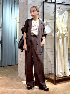 「アイテム（スラックス）」を使った、まいさん（レディース・154cm）の夏コーディネート