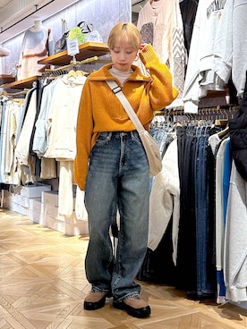 「アイテム（モカシン/デッキシューズ）」を使った、まいさん（レディース・154cm・20代）の秋コーディネート