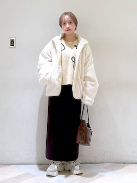 「LOWRYS FARM（ローリーズファーム）のアイテム（トートバッグ）」を使った、まいさん（レディース・154cm）の冬コーディネート