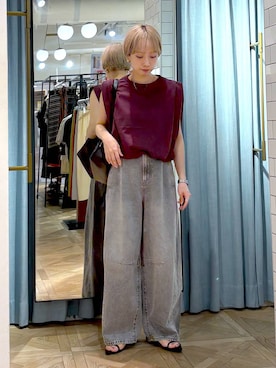 「LOWRYS FARM（ローリーズファーム）のバルーンプルオーバーフレンチスリーブ　574769（Tシャツ/カットソー）」を使った、まいさん（レディース・154cm）の夏コーディネート