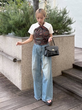 「LOWRYS FARM（ローリーズファーム）のアイテム（ストール/ショール）」を使った、まいさん（レディース・154cm）の秋コーディネート