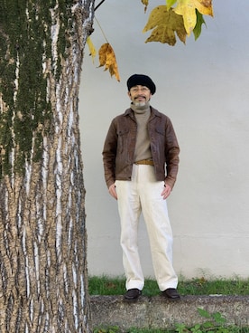 「アイテム（ハンチング/ベレー帽）」を使った、【Khaki's】A田さん（メンズ・163cm）の秋コーディネート